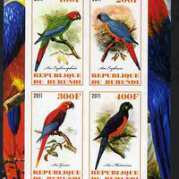 Burundi 2011 Parrots imperf sheetlet containing 4 values unmounted mint