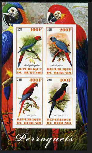 Burundi 2011 Parrots imperf sheetlet containing 4 values unmounted mint