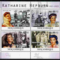 Mozambique 2010 Katharine Hepburn (actress) perf sheetlet containing 4 values unmounted mint