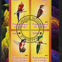 Congo 2011 Birds - Hummingbirds & Parrots perf sheetlet containing 4 values cto used