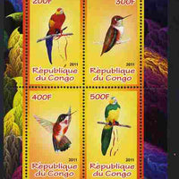 Congo 2011 Birds - Hummingbirds & Parrots perf sheetlet containing 4 values unmounted mint