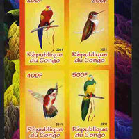 Congo 2011 Birds - Hummingbirds & Parrots imperf sheetlet containing 4 values unmounted mint