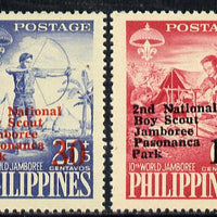 Philippines 1961 2nd Scout Jamboree opt set of 2 on yellow paper, SG 870 & 872 unmounted mint*