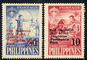 Philippines 1961 2nd Scout Jamboree opt set of 2 on yellow paper, SG 870 & 872 unmounted mint*