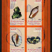 Congo 2011 Minerals & Sea Shells #1 imperf sheetlet containing 4 values unmounted mint