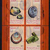 Congo 2011 Minerals & Sea Shells #2 perf sheetlet containing 4 values unmounted mint