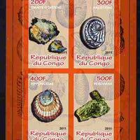 Congo 2011 Minerals & Sea Shells #2 imperf sheetlet containing 4 values unmounted mint