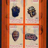 Congo 2011 Minerals & Sea Shells #3 imperf sheetlet containing 4 values unmounted mint