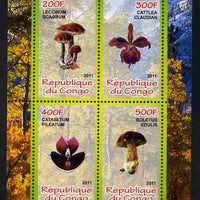 Congo 2011 Mushrooms & Orchids #2 perf sheetlet containing 4 values unmounted mint