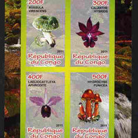 Congo 2011 Mushrooms & Orchids #3 imperf sheetlet containing 4 values unmounted mint