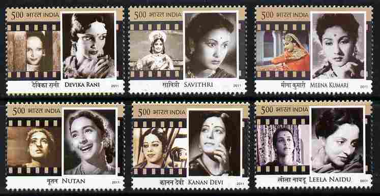 India 2011 Legendary Heroines of India perf set of 6 unmounted mint