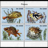 St Thomas & Prince Islands 2011 Fish perf sheetlet containing 4 values unmounted mint