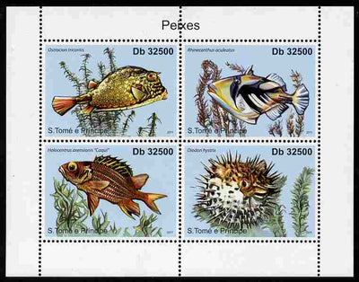 St Thomas & Prince Islands 2011 Fish perf sheetlet containing 4 values unmounted mint