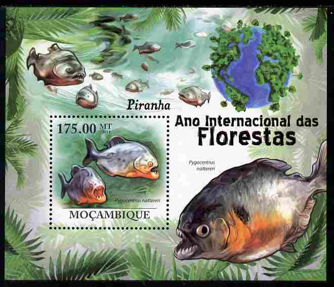 Mozambique 2011 International Year of the Forest - Piranhas perf s/sheet unmounted mint