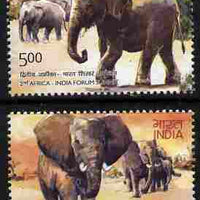 India 2011 Elephants perf set of 2 values unmounted mint