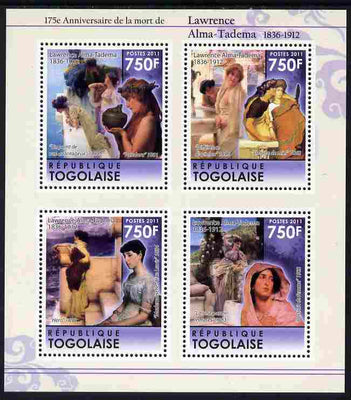 Togo 2011 175th Death Anniversary of Lawrence Alma-Tadema perf sheetlet containing 4 values unmounted mint