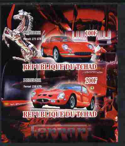 Chad 2011 Ferrari Cars imperf sheetlet containing 2 values unmounted mint