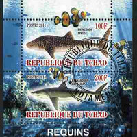 Chad 2011 Sharks perf sheetlet containing 2 values cto used