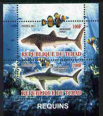 Chad 2011 Sharks perf sheetlet containing 2 values unmounted mint