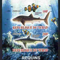 Chad 2011 Sharks imperf sheetlet containing 2 values unmounted mint