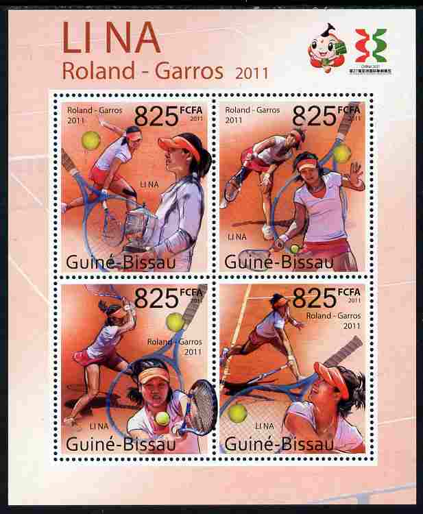 Guinea - Bissau 2011 Li Na (tennis) perf sheetlet containing 4 values unmounted mint