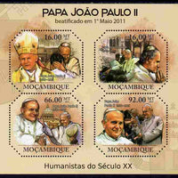 Mozambique 2011 Beatification of Pope John Paul II perf sheetlet containing 4 values unmounted mint