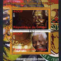 Congo 2011 Nelson Mandela perf sheetlet containing 2 values fine cto used