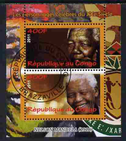 Congo 2011 Nelson Mandela perf sheetlet containing 2 values fine cto used