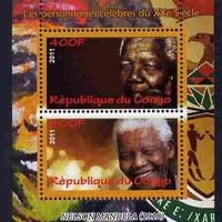 Congo 2011 Nelson Mandela perf sheetlet containing 2 values unmounted mint