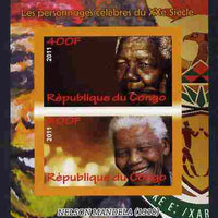 Congo 2011 Nelson Mandela imperf sheetlet containing 2 values unmounted mint