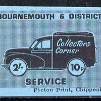 Cinderella - Great Britain 1971 Bournemouth & District Emergency Postal Service 'Collectors Corner Morris Van' dual value 2s - 10p in black on blue paper unmounted mint