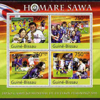 Guinea - Bissau 2011 Homare Sawa - football perf sheetlet containing 4 values unmounted mint