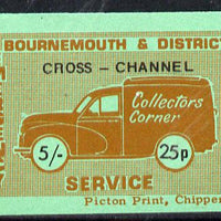 Cinderella - Great Britain 1971 Bournemouth & District Emergency Postal Service 'Collectors Corner Morris Van' dual value 5s - 25p in red on green paper inscribed 'Cross Channel' unmounted mint