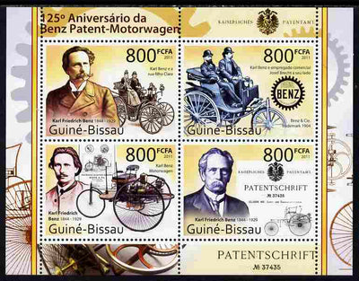 Guinea - Bissau 2011 125th Anniversary of First Patent for Mercedes-Benz perf sheetlet containing 4 values unmounted mint