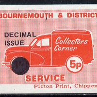 Cinderella - Great Britain 1971 Bournemouth & District Emergency Postal Service 'Collectors Corner Morris Van',5p in red on whiter paper opt'd 'Decimal Issue' unmounted mint