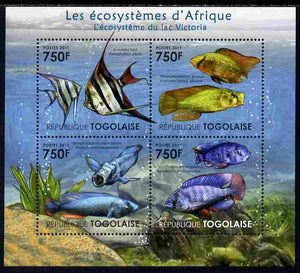 Togo 2011 Ecosystem of Africa - Animals of the Lake Victoria perf sheetlet containing 4 values unmounted mint