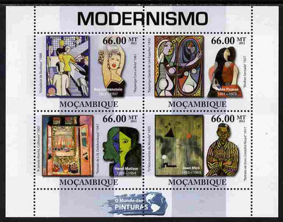 Mozambique 2011 Modernist Paintings perf sheetlet containing 4 values unmounted mint