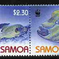 Samoa 2007 WWF - Humphead Wrasse perf strip of 4 unmounted mint