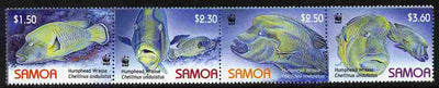 Samoa 2007 WWF - Humphead Wrasse perf strip of 4 unmounted mint