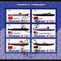 Malawi 2011 Famous Submarines perf sheetlet containing 6 values cto used