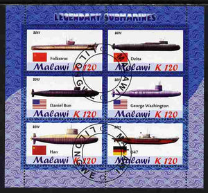 Malawi 2011 Famous Submarines perf sheetlet containing 6 values cto used