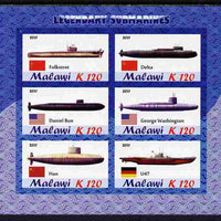 Malawi 2011 Famous Submarines imperf sheetlet containing 6 values unmounted mint