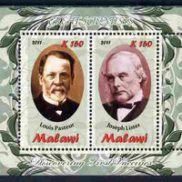 Malawi 2011 Scientists - Pasteur & Lister perf sheetlet containing 2 values unmounted mint