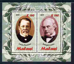 Malawi 2011 Scientists - Pasteur & Lister perf sheetlet containing 2 values unmounted mint