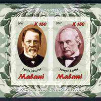 Malawi 2011 Scientists - Pasteur & Lister imperf sheetlet containing 2 values unmounted mint