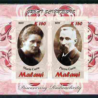 Malawi 2011 Scientists - Marie & Pierre Curie imperf sheetlet containing 2 values unmounted mint