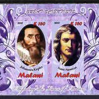 Malawi 2011 Scientists - Kepler & Newton imperf sheetlet containing 2 values unmounted mint