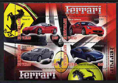 Chad 2012 Ferrari #1 perf sheetlet containing 4 values unmounted mint