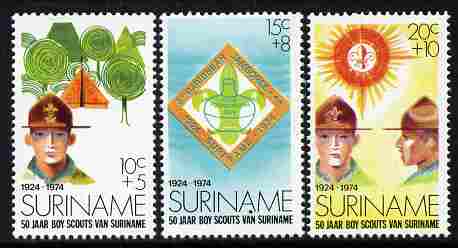 Surinam 1974 50 Years of Scouting set of 3 unmounted mint, SG 776-8