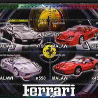 Malawi 2012 Ferrari Cars #01 perf sheetlet containing 4 values cto used